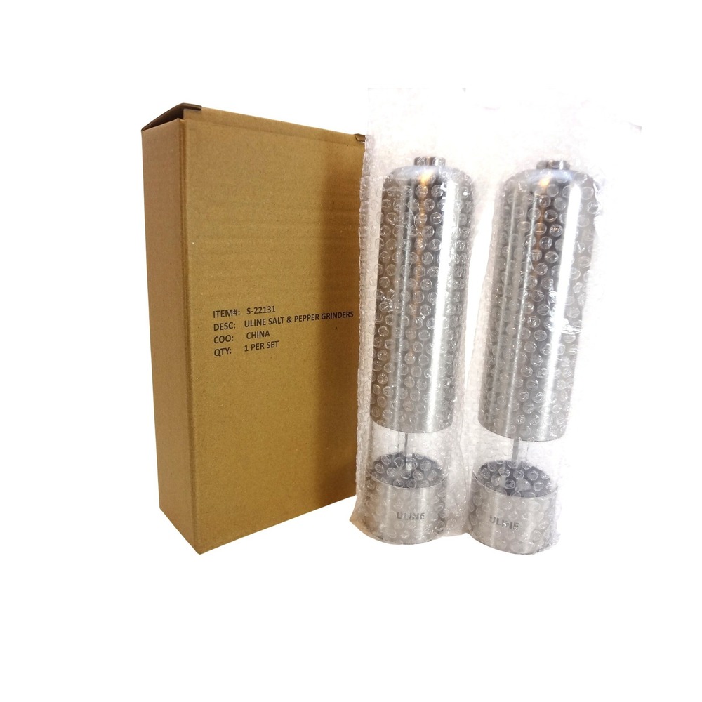 Automatic Salt & Pepper Grinders Set OS Silver New Stainless Steel